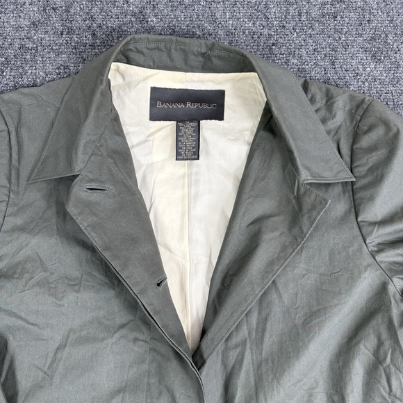 Vintage Y2K Banana Republic Water Resistant Mac Jacket Coat Cotton Green Size M - Picture 4 of 11